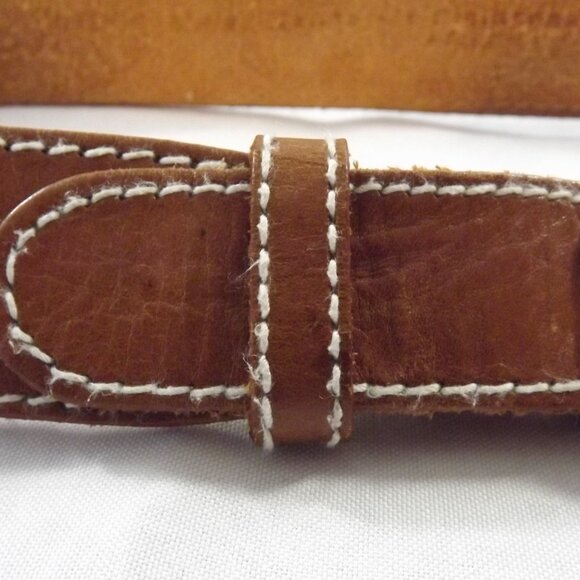 1990 Liz Claiborne Silver tone Belt Buckle on Leather Belt - Picture 4 of 11